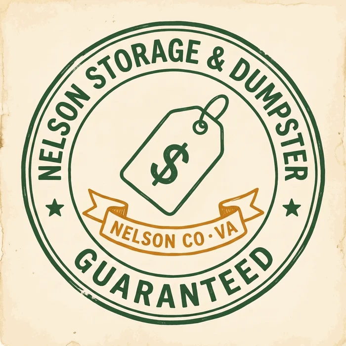 Nelson Storage and Dumpster pricing promise guaranteed, Nelson County Virginia stamp